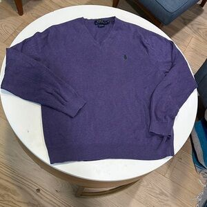Polo by Ralph Lauren Men's V-Neck Sweater in Rich Purple